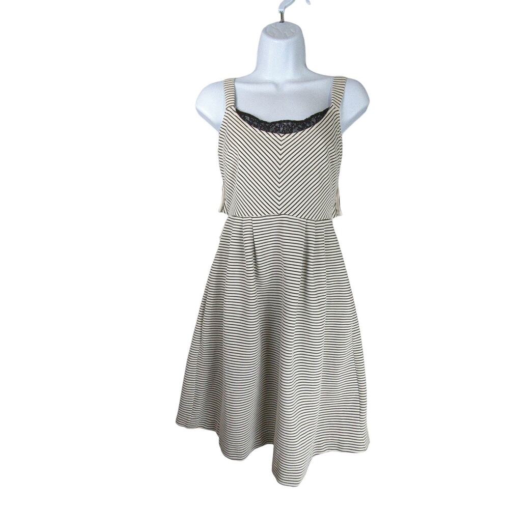 Anthropologie Postmark Dress Womens S‎ Black Stripe Criss Cross Back